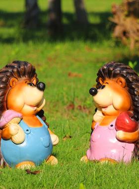 花园摆件树脂动物工艺品卡通刺猬雕塑庭院装饰品田园园林景观摆设