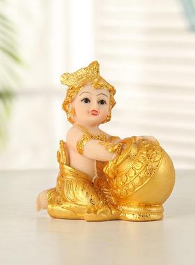 办公室家居酒柜装饰品 淘金小娃贺岁开业工艺礼品收银台摆件