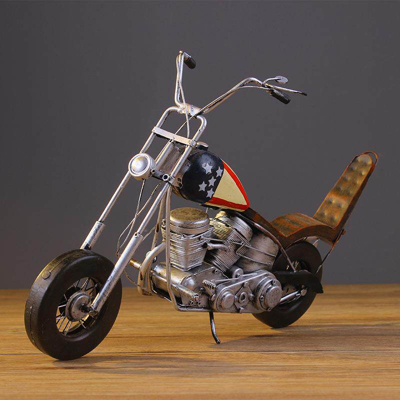 复古摩托车摆件 铁艺手工工艺品哈雷摩托车模型 橱窗酒吧摆件道具