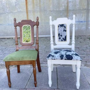 美式乡村简约实木软包椅子复古酒店家用客厅高靠背餐椅书房办公椅