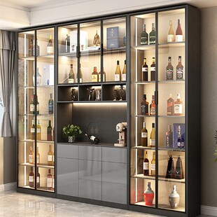 全实木餐边茶水酒柜轻奢现代简约客厅落地商场展示柜一门到顶家用