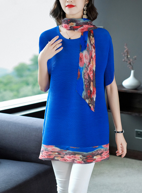 2025春夏新款胖mm简约显瘦褶皱上衣女百搭宽松大码显瘦遮肚子t恤