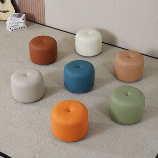 猫抓皮小圆矮凳家用沙发皮凳子客厅茶几坐墩儿童小板凳门口换鞋凳