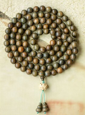 绿檀木手串108颗紫檀珠佛珠手链68mm男女士情侣念珠多圈