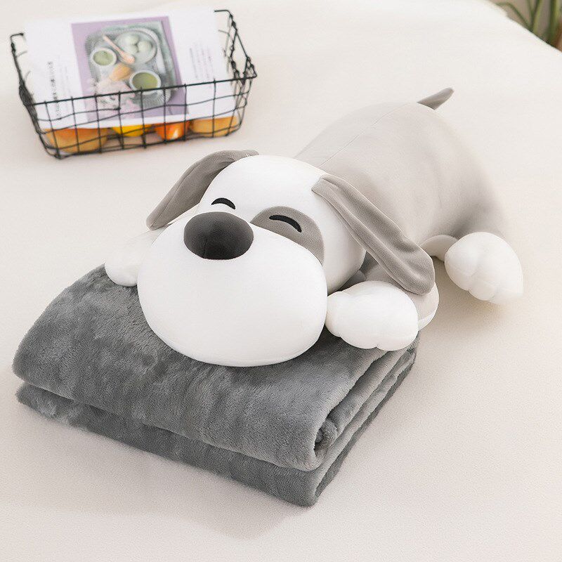 趴款狗狗抱枕被子二合一儿童午睡毯子汽车靠垫空调被带拉链拆洗