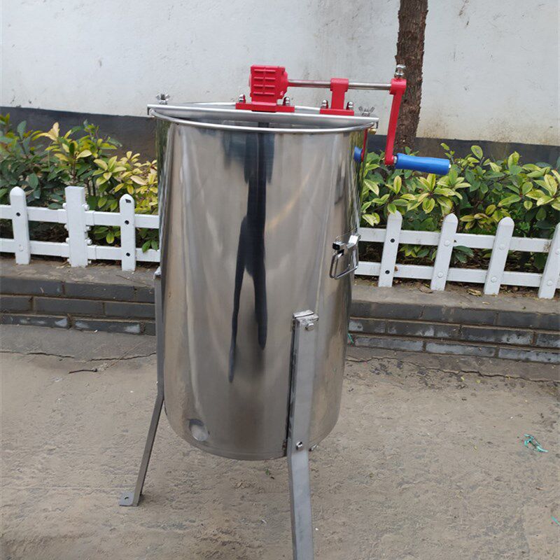 现货供应手动3框不锈钢摇蜜机带支架流蜜口两框摇蜜机 封闭齿轮