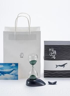 正品马鹿鲸鱼好磁力沙漏创意摆件高级小众礼解物压办公室面工桌位