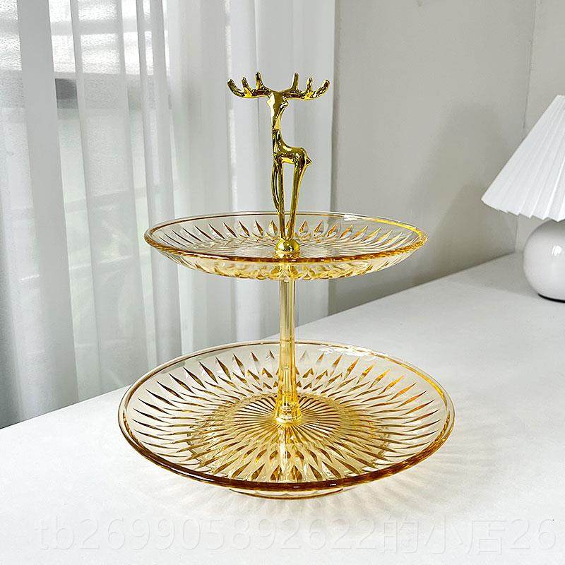 正品奢果盘高档轻糖果盘前台零食摆放茶几盘置物盘三盘层水果家用