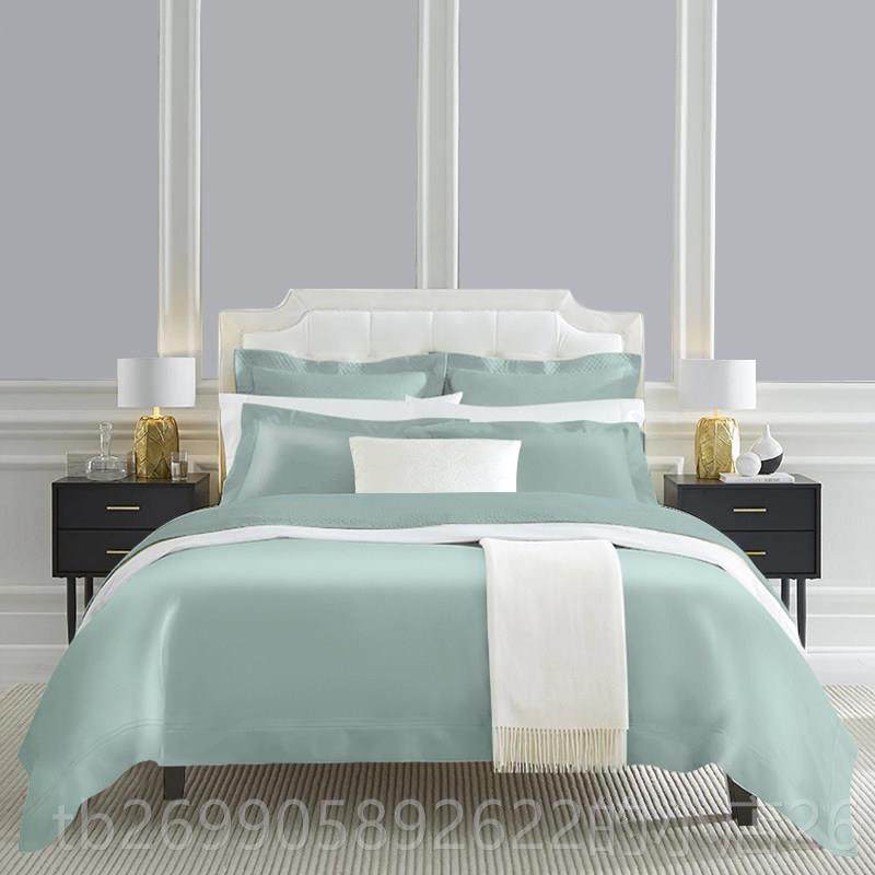 正品进口14约0支埃及长绒棉四件套素色奢华裸睡简欧式加棉大纯床