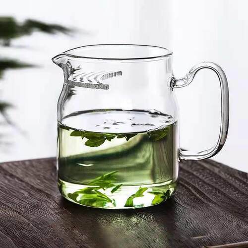 450ml泡茶器新款加厚大容量耐热玻璃月牙公道杯过滤一体分茶公杯