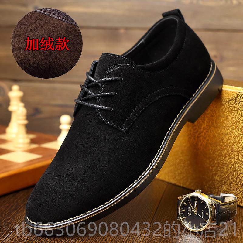 新款季2025新款反绒皮男鞋潮鞋夏真透皮百英伦气磨砂皮翻毛搭休闲