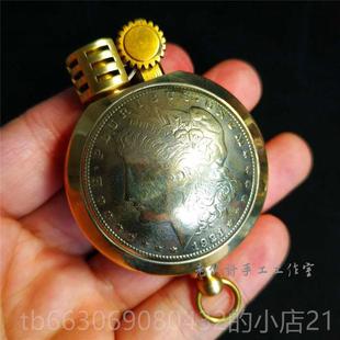 高档铜手工打火纯机防战壕打火机贴章硬币煤纯油风燃油机生日礼物