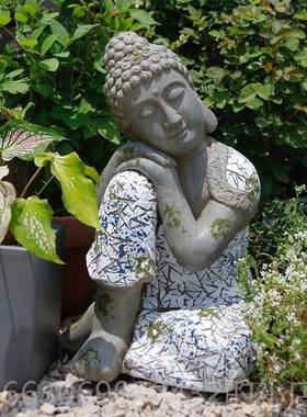 高档睡石佛摆件装花庭院饰居工艺品风水佛像招园财别墅户园家艺外