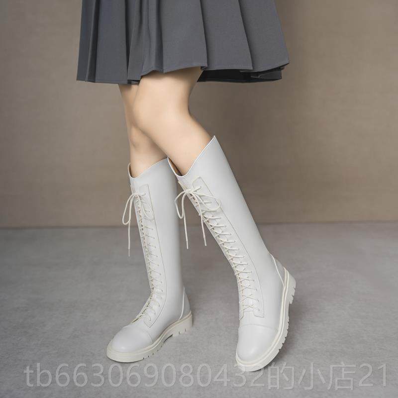 新款女童长筒靴2长024秋冬季加绒靴公棉主皮靴中大童子马丁靴靴儿