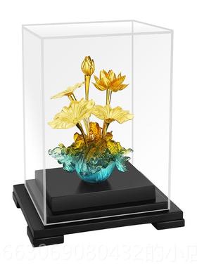 新款爱斯克金箔莲花荷摆家居装饰件客厅摆设办公室陈设创意花福祝