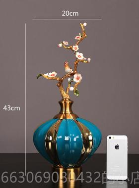 高档柜新中式创意珐琅样彩酒柜陶瓷摆件客电厅板间玄关视轻奢软装