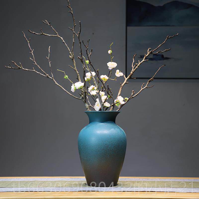 新款新中式简约陶瓷花复古天大花枯瓶然实木干枝插客厅家居装饰品