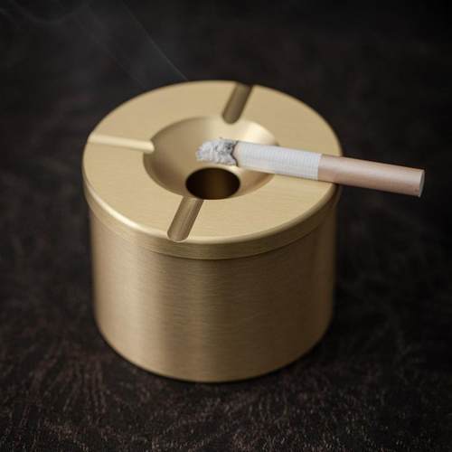 烟灰缸黄铜带盖 防飞灰家用客厅创意个性酒店 办公室家居礼品摆件