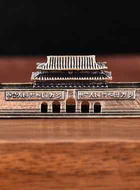 黄铜桌面摆件铜雕工艺品茶宠天安门城楼摆件