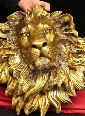 黄铜像铜狮子头像铜狮子头摆件家居工艺品摆设铜狮子头挂牌门饰