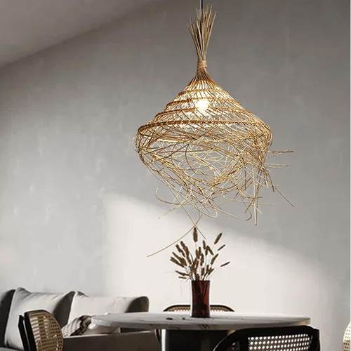 田园侘寂风民宿吊灯东南亚藤编创意藤艺灯具餐厅火锅饭店装饰吊灯