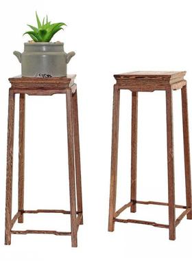 鸡翅木酸枝木明式小花架 摆件奇石盆景架子多肉花盆实木正方底座