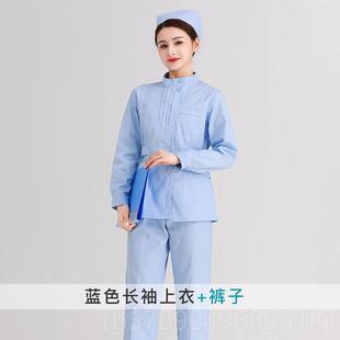 白尖大左褂件护士服短袖 实验室工作服长袖 夏装 套装 女立领两式 新款