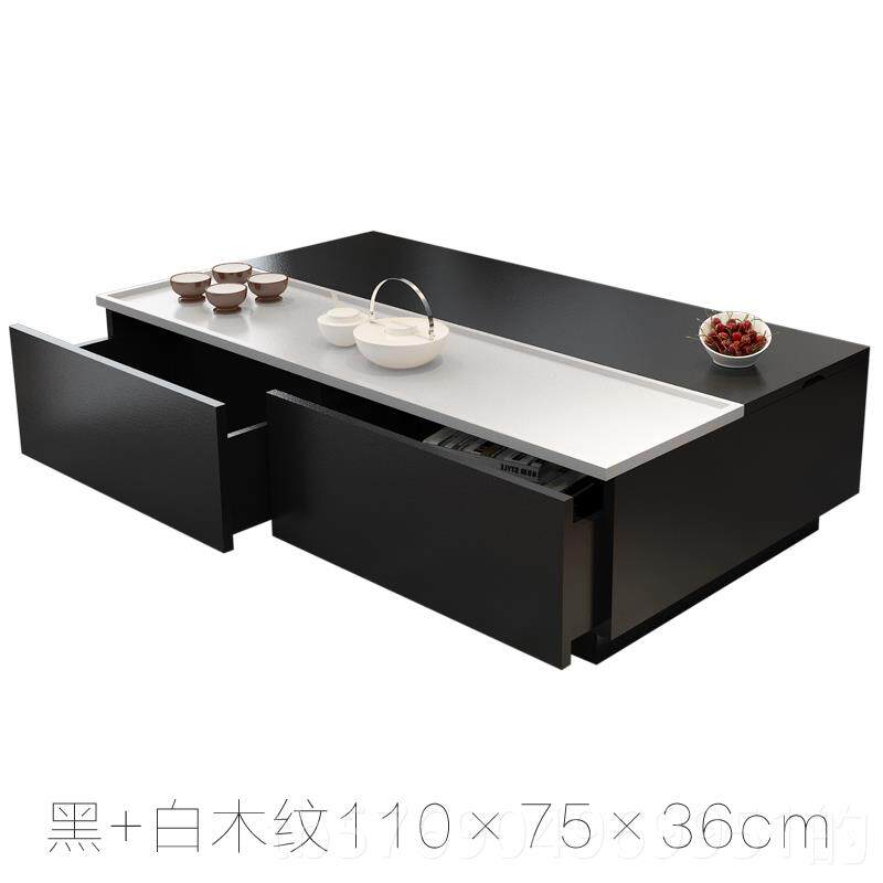 新款现代简约茶几黑色橡木创纹可大降设计升储物长方形意师北欧茶