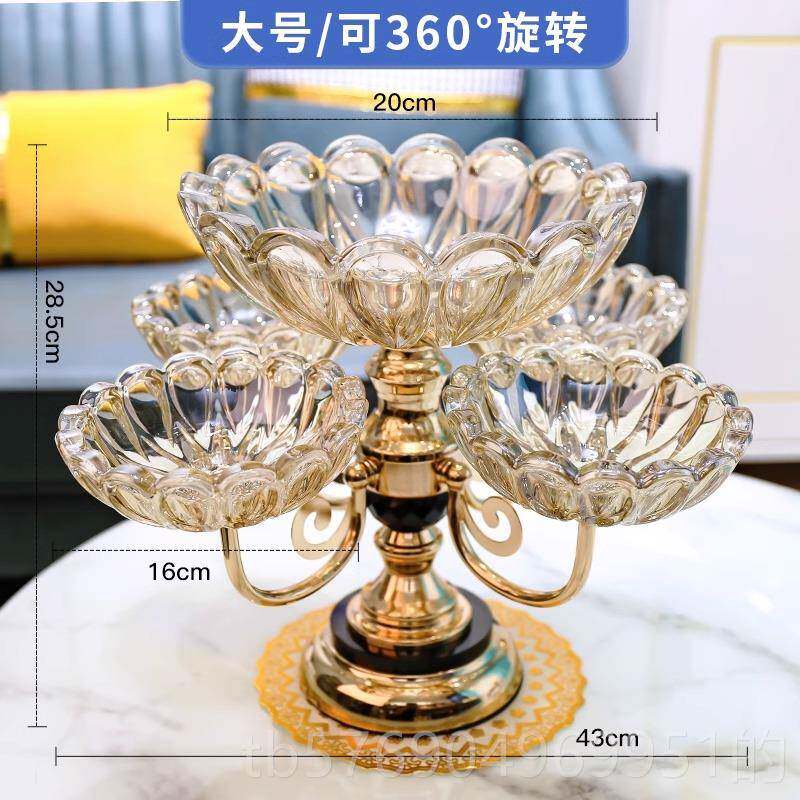 新款轻奢欧式水晶玻多层茶网红水果盘现用代家客厅几创意零璃食糖