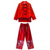 鼓国风面裙武术表演服嘻哈套装 新款 少中儿街舞服装 男马女架子演出