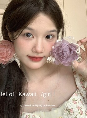 复古新中式温柔紫色雪纺花朵发夹甜美侧扎发卡纯欲氛围感头花发饰