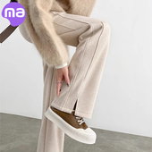 人字纹加绒休闲拖地裤 孕妇裤 抽绳阔腿裤 外穿2024新款 春秋冬 秋冬款