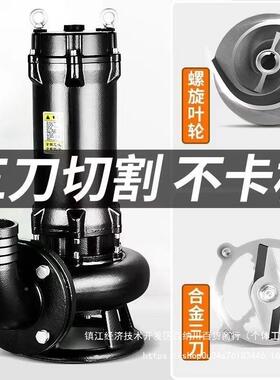 切割式污水泵化气粪池沼养殖LVE场2V大功率潜水泵抽粪泥沙0浆排污