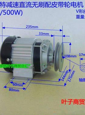 叶刷子永磁直流减速无电BM1418760ZXF-500W48V电动三轮车机配