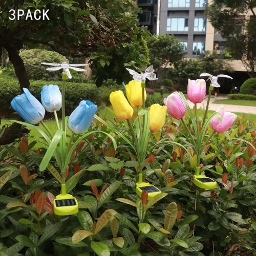 太阳能花灯led郁金香灯蝴蝶蜻蜓小鸟组合地插灯景观装饰草坪庭院