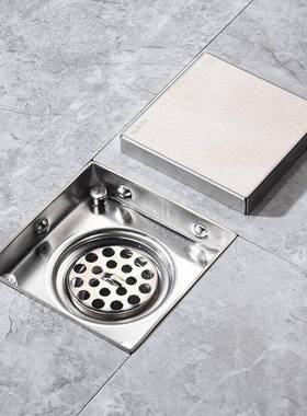 浴室015501不锈钢加厚4隐形漏镶砖防臭卫生间地淋浴房阳3台深水封