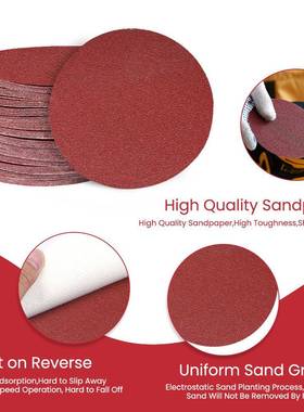 金狮绒磨具4寸红砂植砂纸圆角盘背绒砂纸磨磨机85135木工抛光砂布