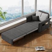 布艺沙发床折叠用多两功能小T10绒布户发型家用纳一体单人办收公