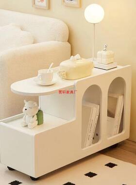 沙动发简约茶几客厅创小户型家用KOW边网红移小推柜车意奶油侧边