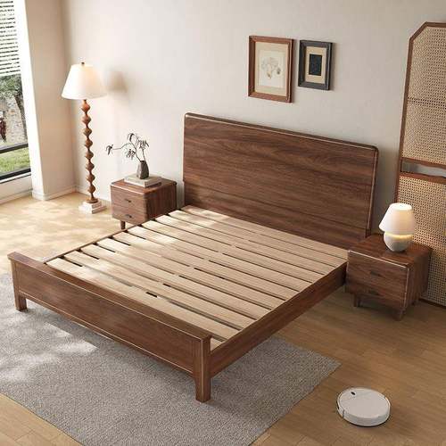 实床代简木约主卧北美黑胡桃木1.8米双人床民宿大床家E10现用婚床