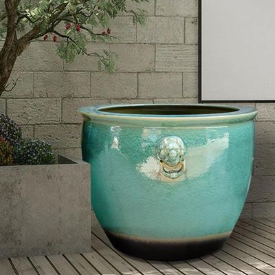 瓷陶鱼客缸锦鲤翡翠绿厅造景养鱼庭院户外特KMT大号老式大水缸青