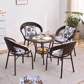 阳台茶几藤椅三件套编组合休闲茶桌庭院小腾子室外椅藤MOR户小外