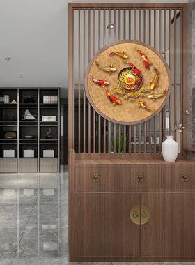 新中式办公室进门遮关挡隔42799屏柜子客断厅实木沙画风餐厅入户