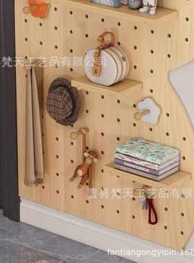 木质卡室通熊KRG猫洞洞板装置物架家用卧可爱饰架儿童房墙挂面储