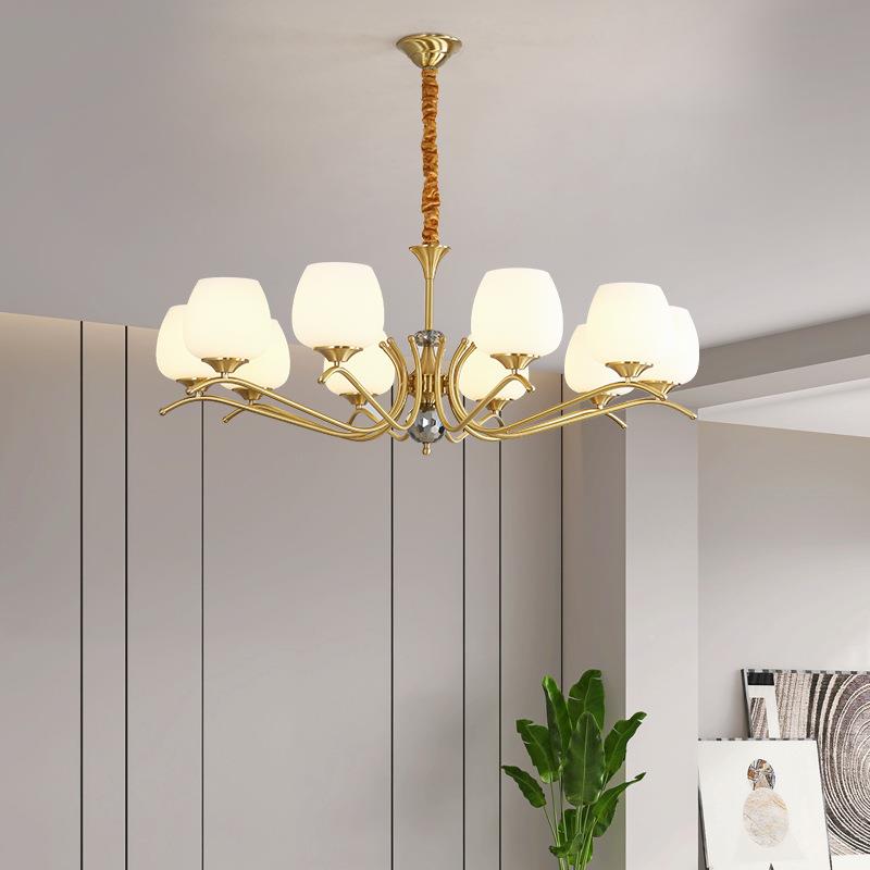 778法复简约主卧室灯美式式客厅吊灯高古端餐厅欧式轻奢全铜水晶