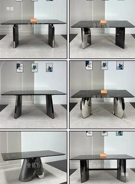 不锈镜QON面桌脚奢石桌腿支长架腿家用大理石餐桌钢大桌底座