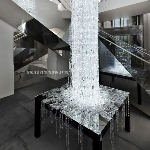 酒店奢华水晶大吊灯客厅售楼处水晶柱复式楼楼道玄关后现代欧式灯