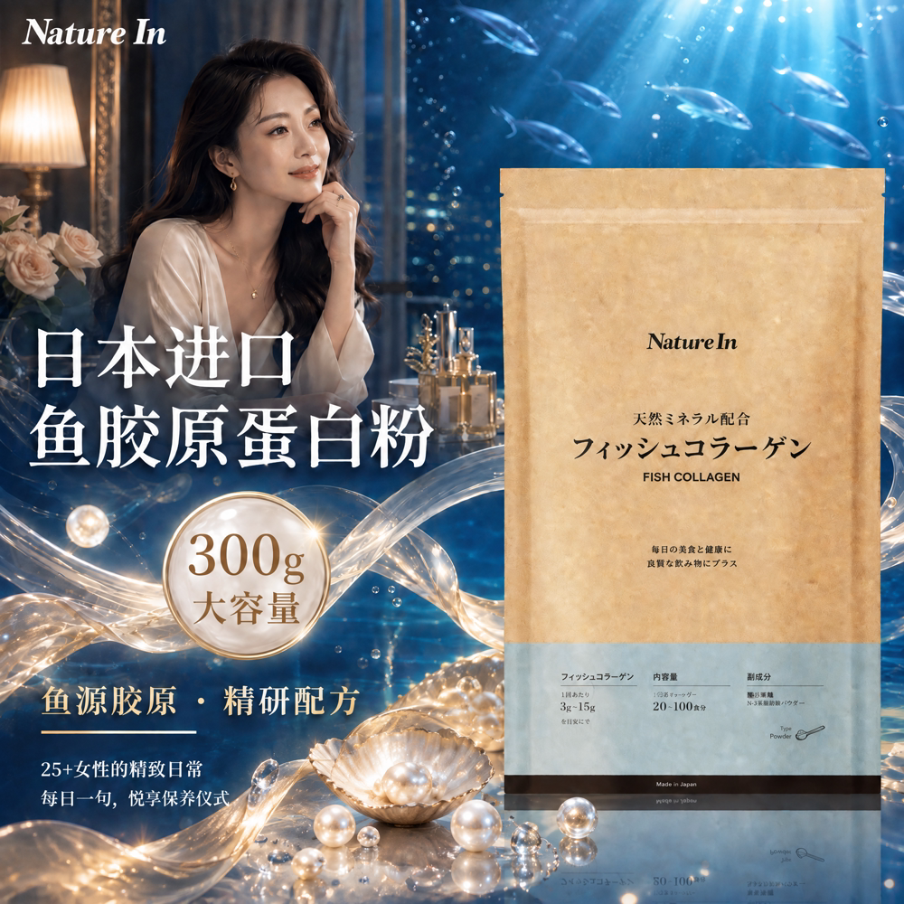 NatureIn 日本鱼胶原蛋白肽粉 小分子海洋深层水膳食营养粉300g
