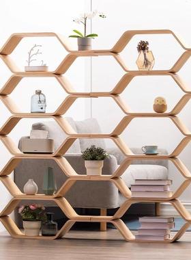 书落地收纳物22676架墙壁空隔断实木儿童书柜蜂巢创意置省间架展