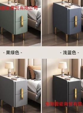 实木迷你现头柜代简约20m42305储物柜小床型收c纳柜轻奢岩板超窄